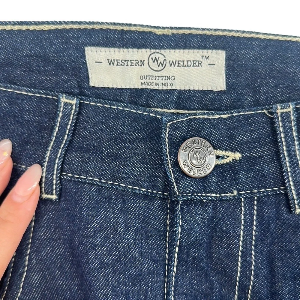 Western Welder jeans dark blue side pockets workwear work jeans sz 28 x 34